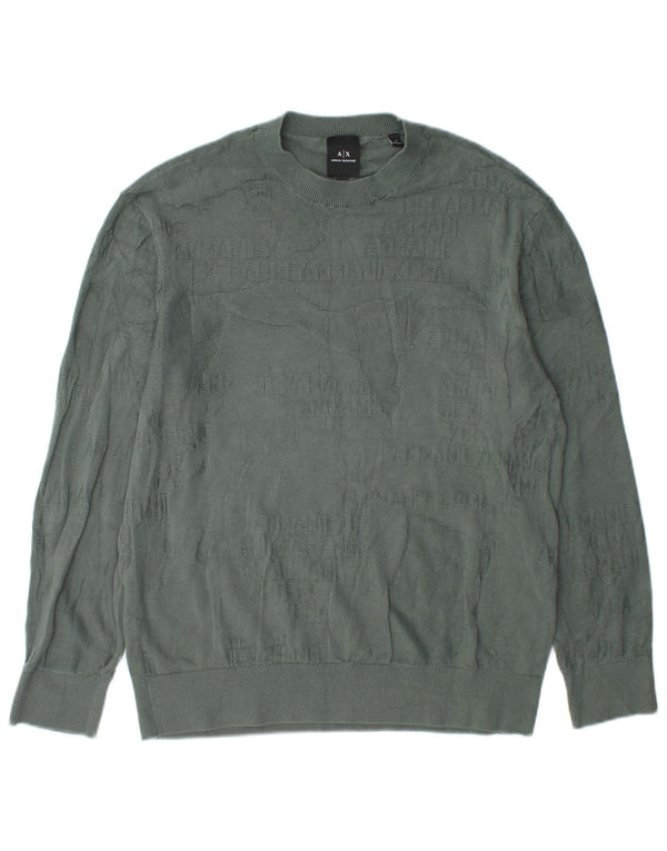 Armani Exchange Uomo Maglione Girocollo Maglione Piccolo Cotone Verde