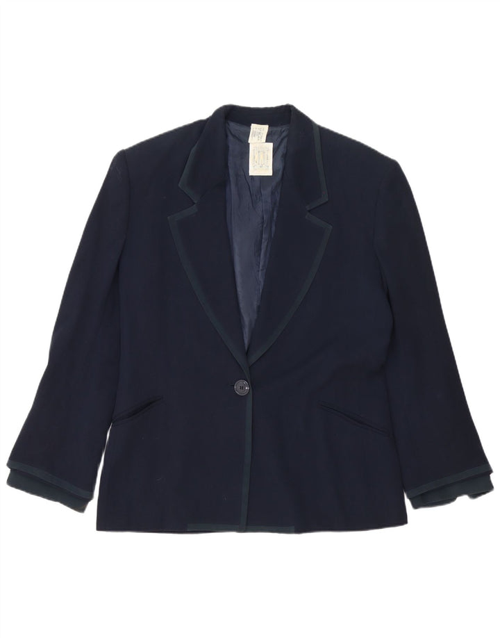 Ferre Damen 1-Knopf-Blazerjacke UK 16 Large Marineblau