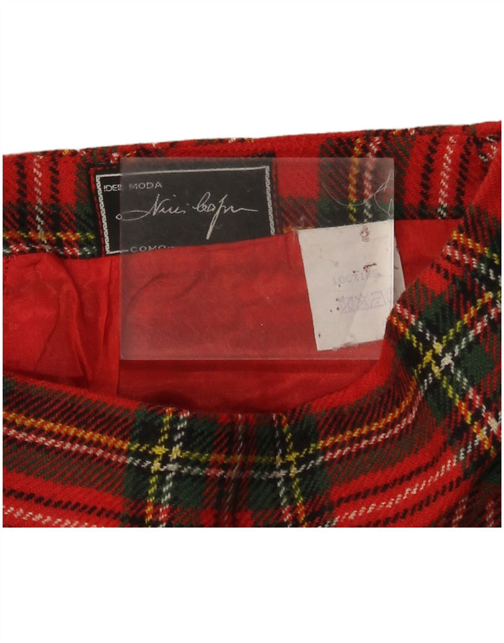 Gonna a trapezio da donna vintage W26 piccolo quadretto rosso