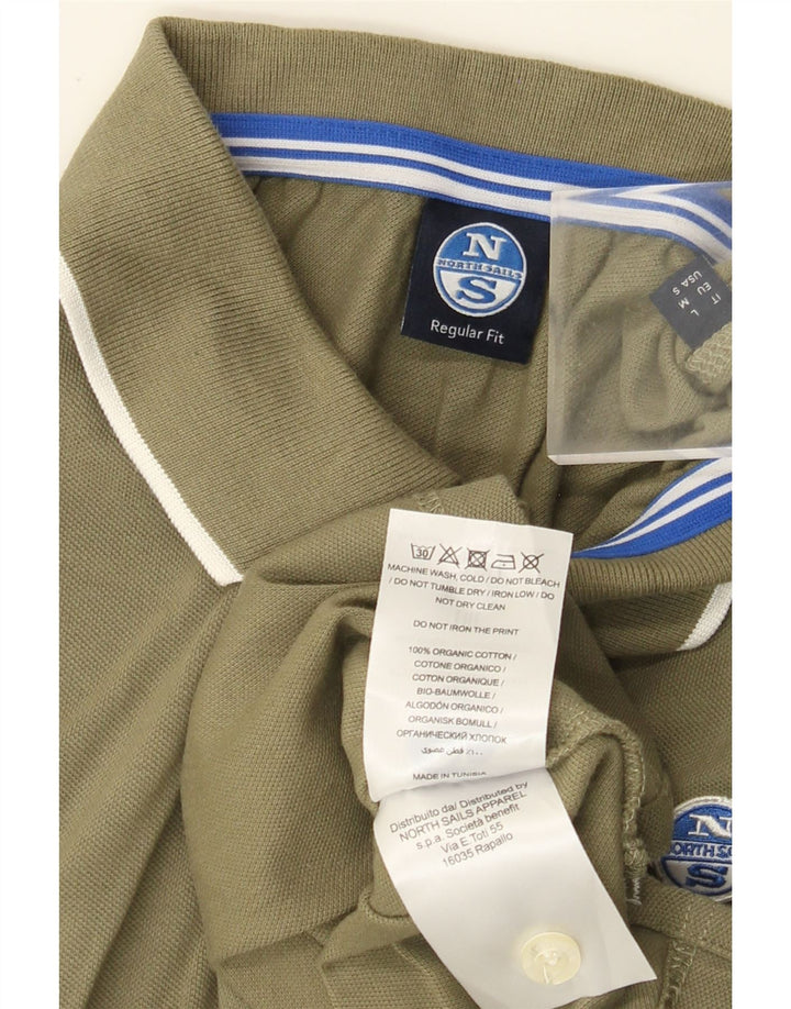 North Sails Mens Polo Shirt Medium Khaki Cotton