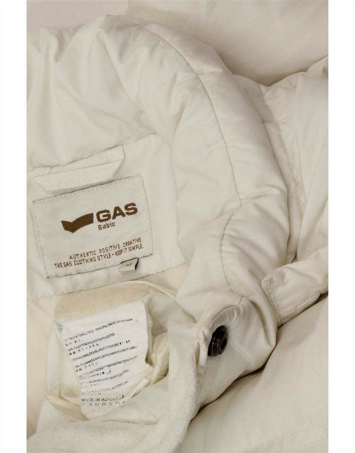 Abrigo acolchado con capucha para mujer Gas UK 44 Poliéster blanco mediano