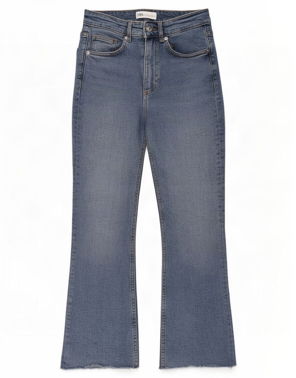 Zara Womens High Rise Flared Jeans EU 38 Small W28 L26 Blue