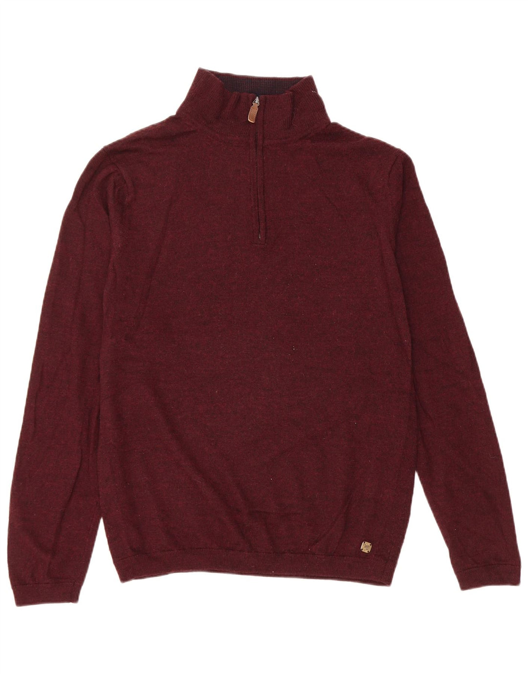 White Stuff Mens Zip Neck Jumper Sweater Large Maroon Wool