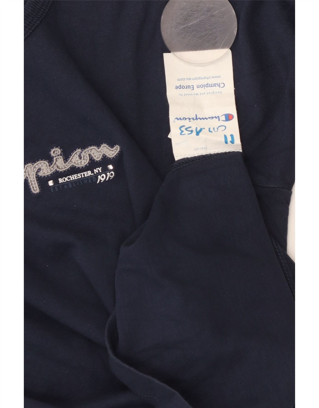 CHAMPION Womens Top Long Sleeve UK 8 Small Navy Blue Cotton