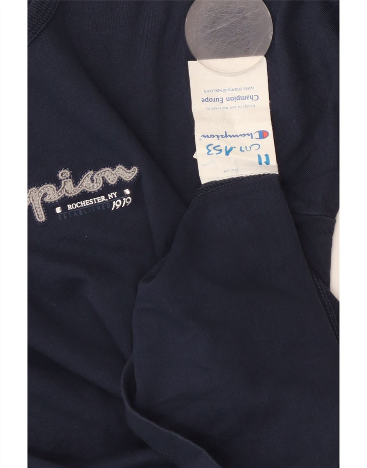 CHAMPION Womens Top Long Sleeve UK 8 Small Navy Blue Cotton