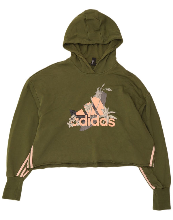 Женский укороченный джемпер с капюшоном Adidas UK 20/22 XL, хаки