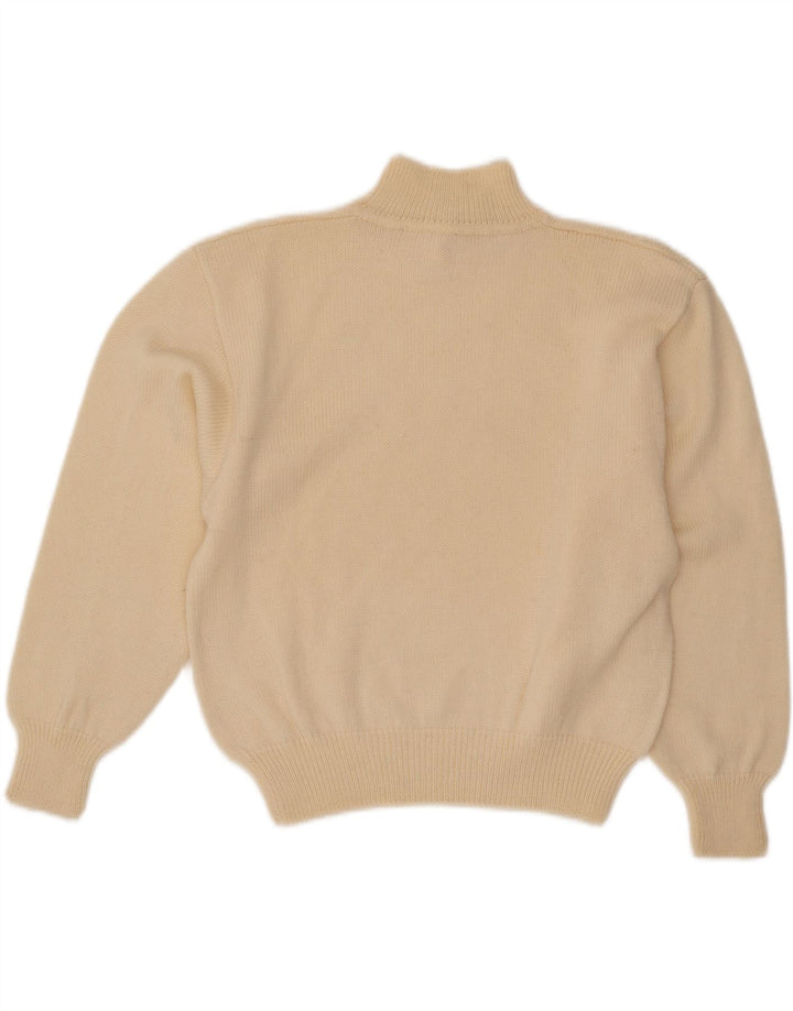 VINTAGE Womens Crop Turtle Neck Jumper Sweater UK 12 Medium Off White Vintage Vintage and Second-Hand Vintage from Messina Hembry 