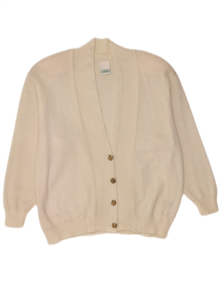 Canda Womens Oversized Cardigan Sweater UK 16 Large Off White Acrylic