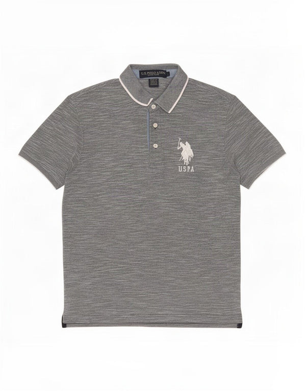 Polo Assn. degli Stati Uniti Polo da uomo slim fit piccola in cotone mélange grigio
