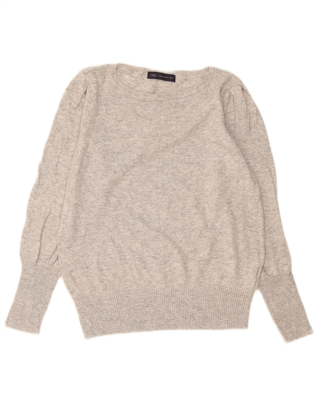 Marks & Spencer Womens Boat Neck Jumper Sweater UK 14 Medium Grey Flecked