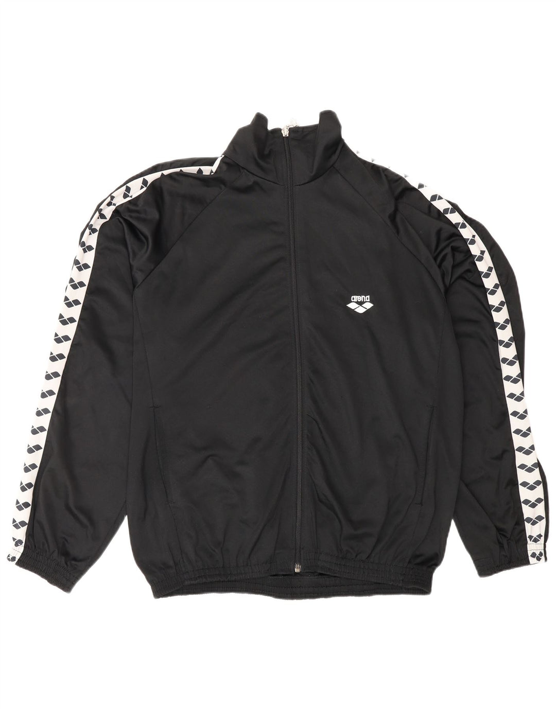 ARENA Mens Graphic Tracksuit Top Jacket Large Black Colourblock