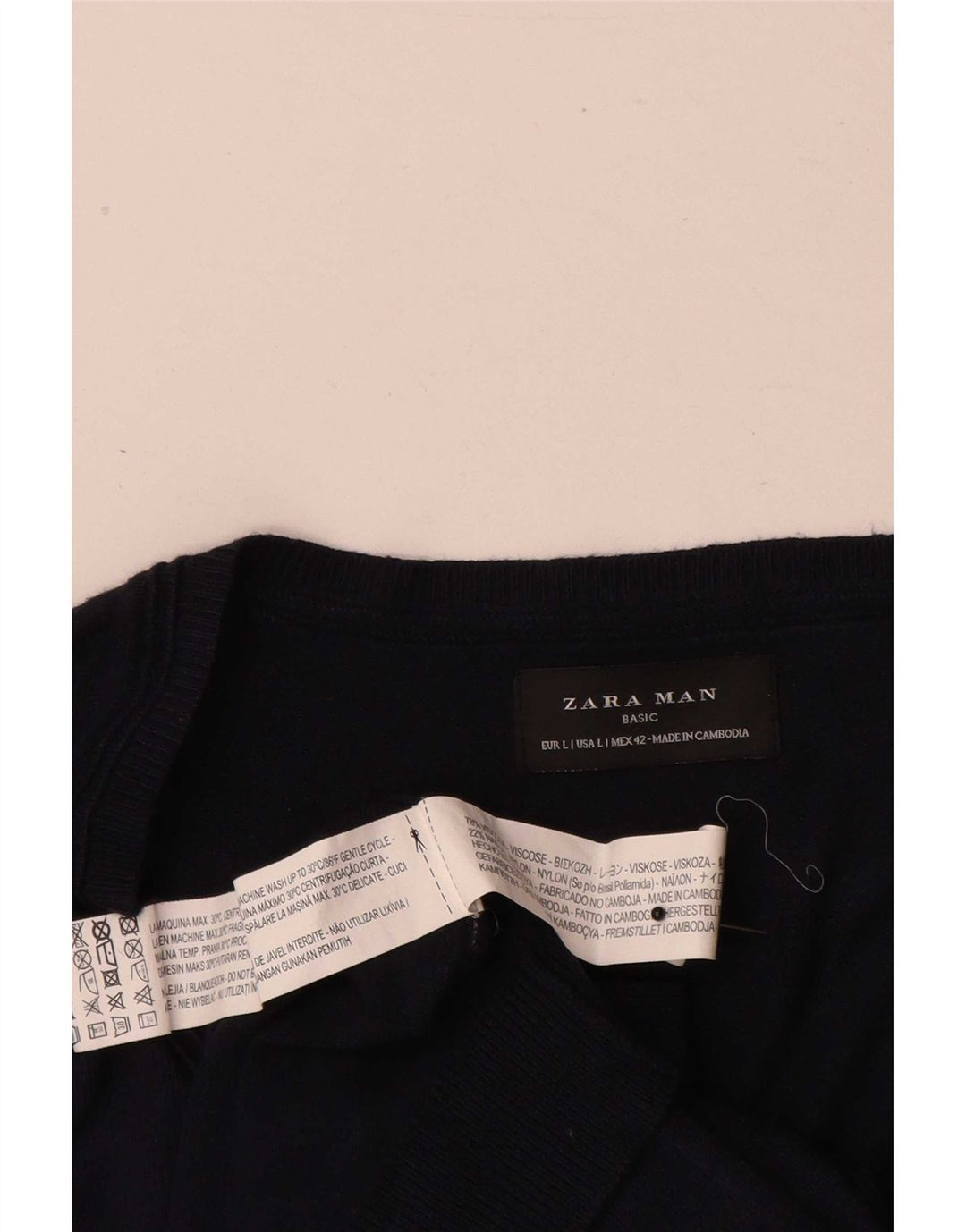 Zara Pull Col V Homme Large Bleu Marine Viscose