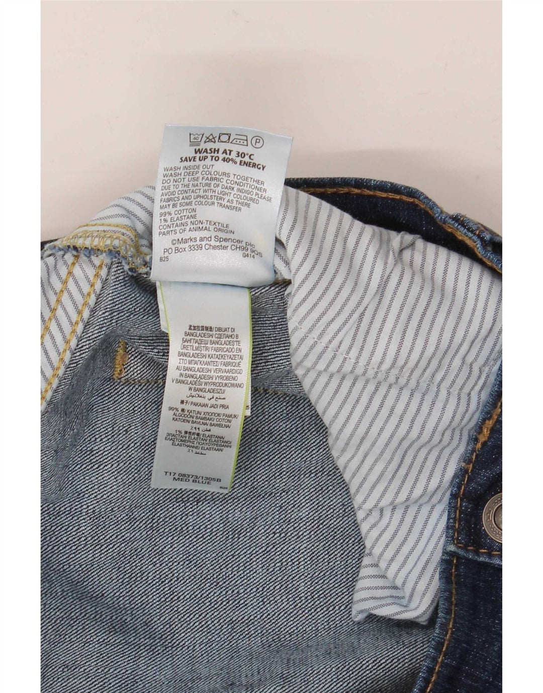 Marks & Spencer Herre Regular Fit Straight Jeans W38 L33 Blå Bomuld