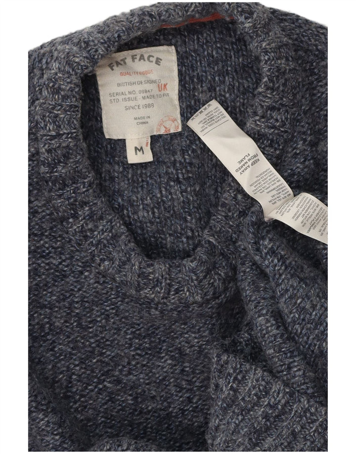 Maglione maglione girocollo da uomo Fat Face Lana screziata media blu navy