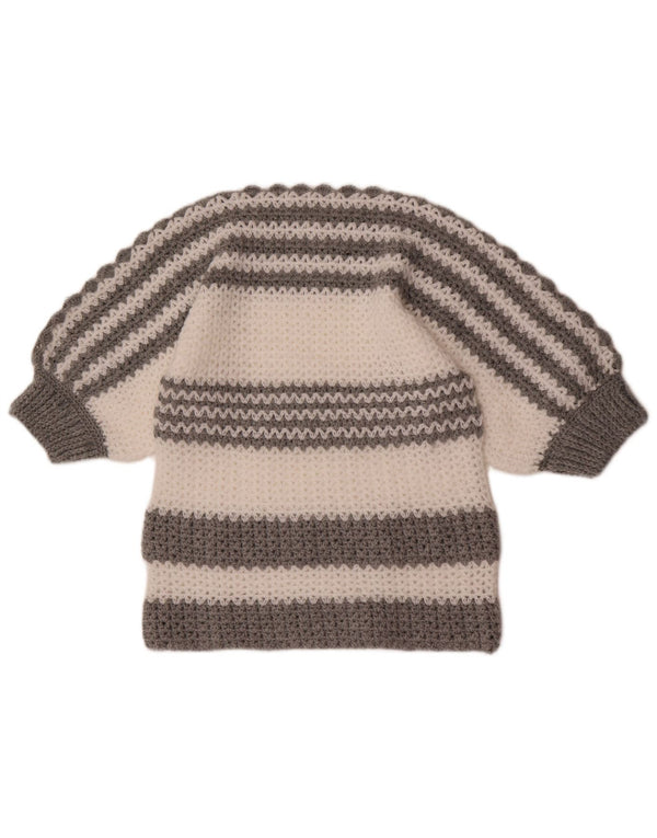 Vintage Dame Boat Neck Jumper Sweater UK 10 Small Grey Colourblock