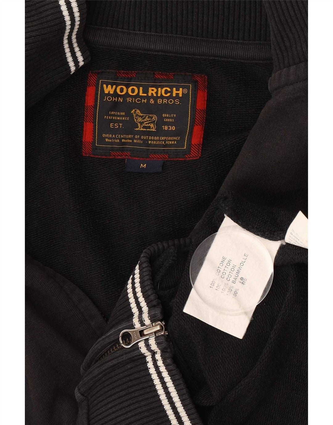 Woolrich Mens Tracksuit Top Jacket Medium Black Cotton