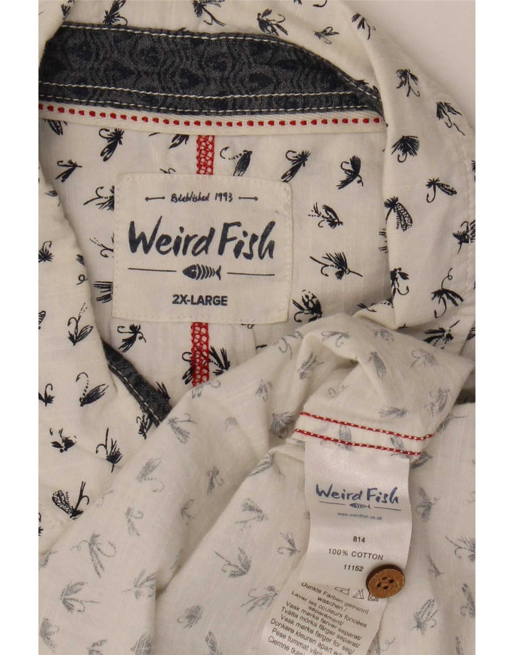 Weird Fish Mens Abstract Pattern Short Sleeve Shirt 2XL White Cotton