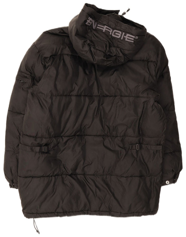 Energie Mens Graphic Hooded Padded Jacket UK 38 Medium Black Nylon