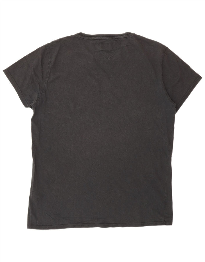TOMMY HILFIGER Mens Regular Fit T-Shirt Top Medium Black Cotton