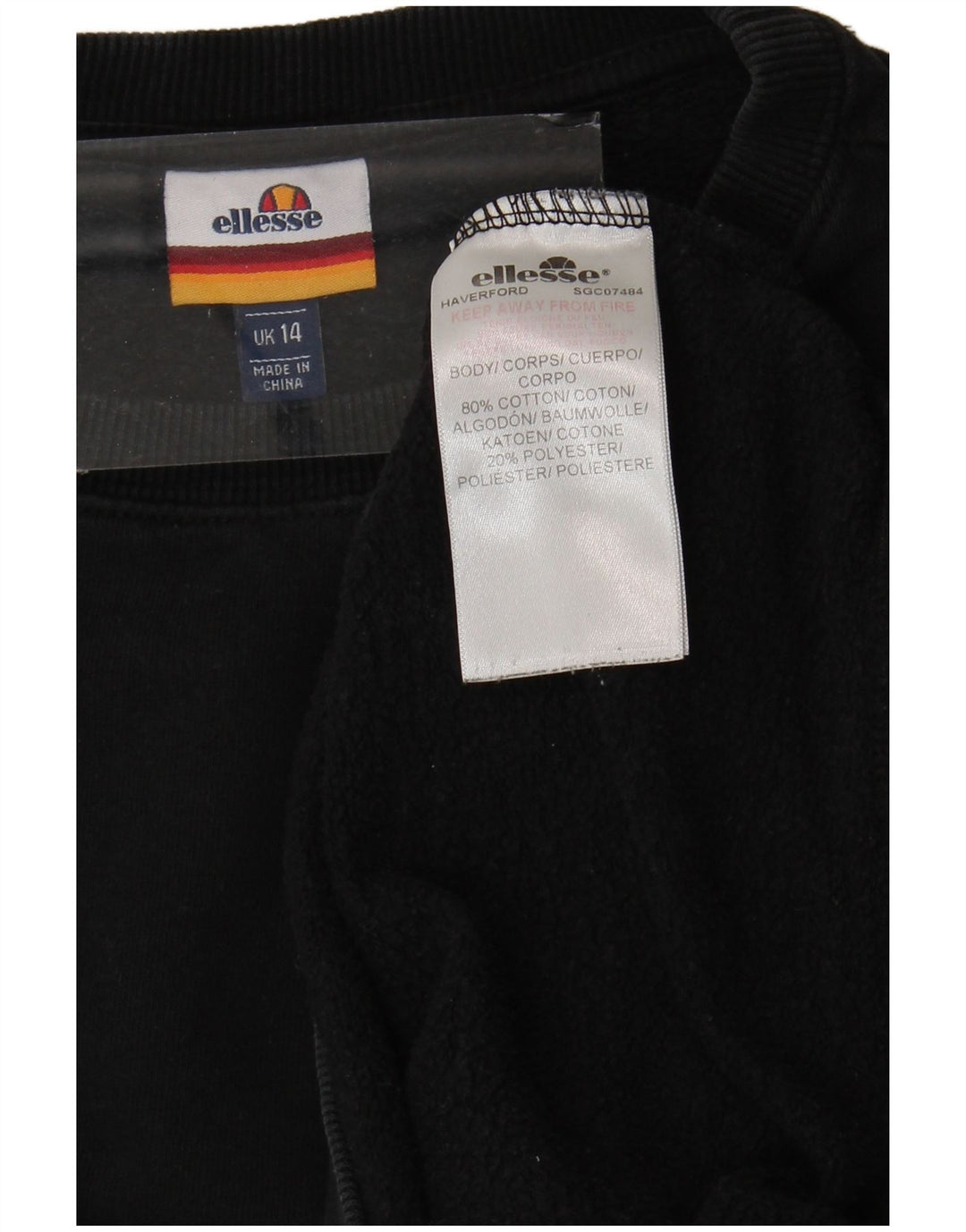 Ellesse Womens Oversized Sweatshirt Jumper UK 14 Large Black Cotton