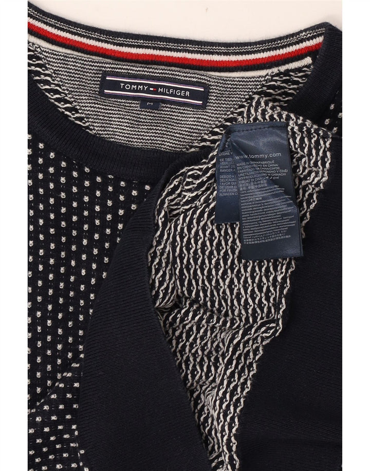 Tommy Hilfiger Mens Crew Neck Jumper Sweater Medium Navy Blue Spotted
