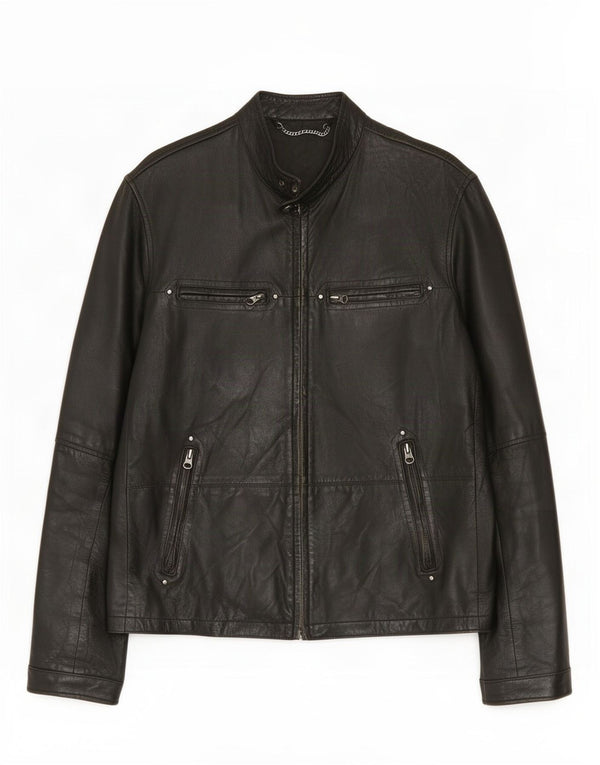 Giacca in pelle vintage da uomo IT 52 XL Nera