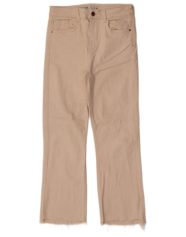 Zara Womens Bootcut Casual Trousers EU 38 Small W28 L26 Off White Cotton