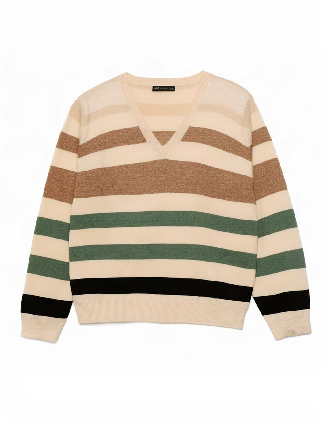 Marks & Spencer Womens V-Neck Jumper Sweater UK 16 Large Multicoloured