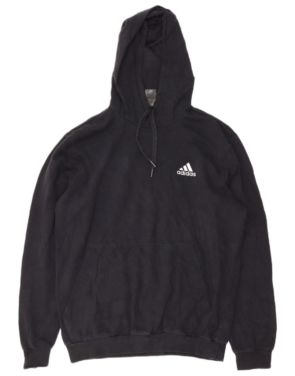 Adidas Herre Regular Fit Hoodie Jumper Large Sort Bomuld