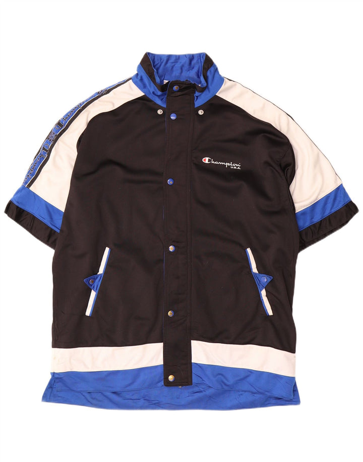 Champion Mens Graphic Tracksuit Top Jacket Large Black Colourblock
