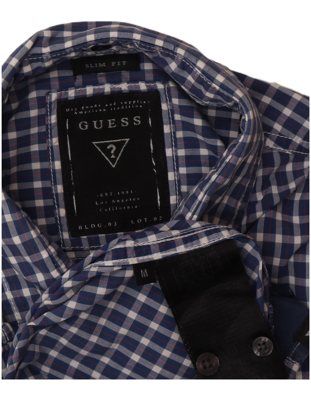 Guess Mens Slim Fit Shirt Medium Blue Gingham