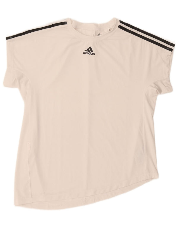 Adidas Womens Graphic T-Shirt Top UK 12/14 Medium White Polyester