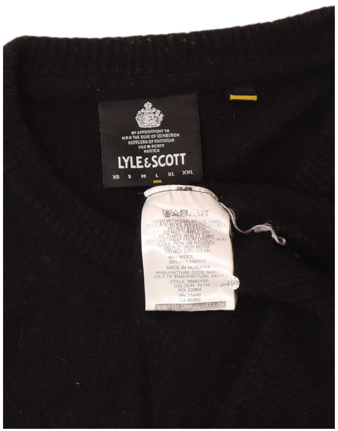 Lyle & Scott Dame sweater med rund hals DK 16 Stor sort uld