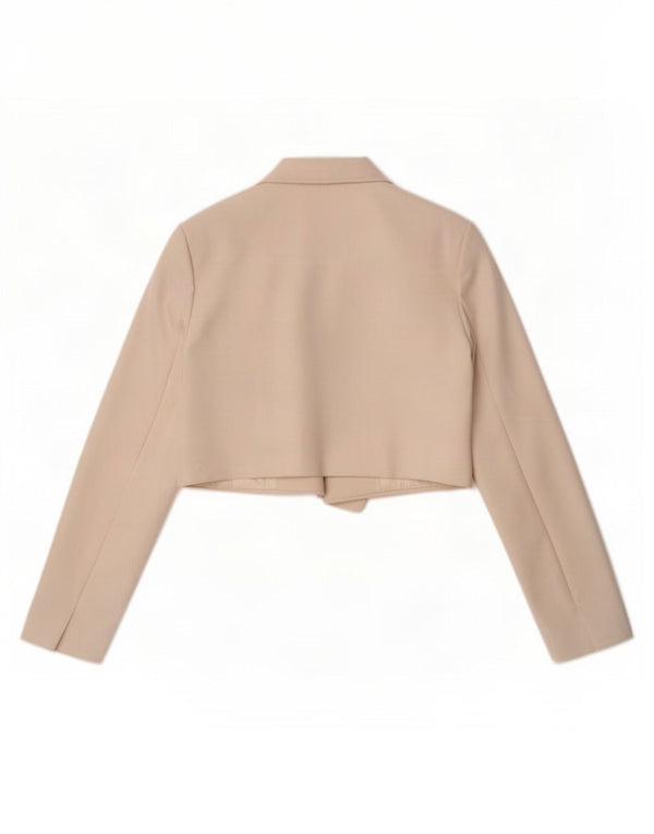 Zara Chaqueta Bolero Abierta para Mujer UK 46 Grande Poliéster Blanco Roto