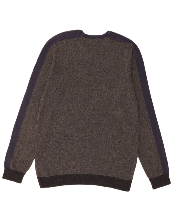 Maglione maglione girocollo da uomo Marks & Spencer piccolo cotone a righe kaki