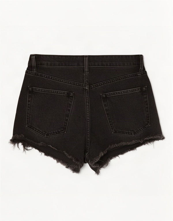 Zara Womens High Waist Distressed Denim Shorts EU 36 XS W26 Grey Cotton