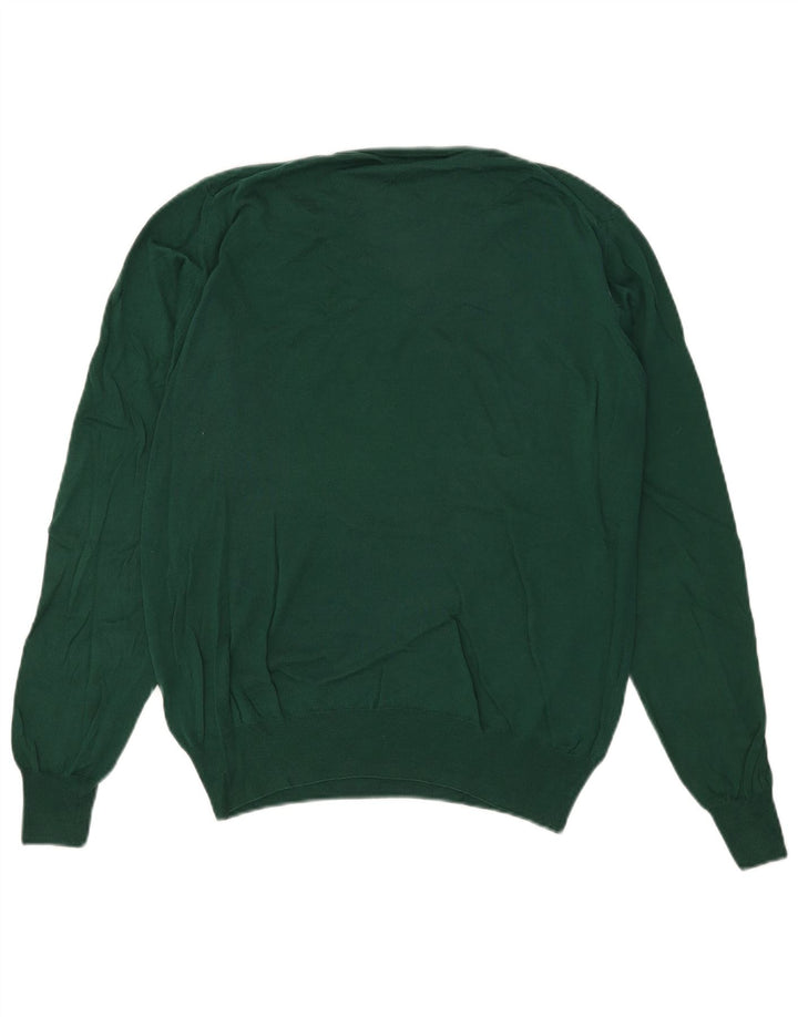 Fred Perry Mens V-Neck Jumper Sweater Medium Green Cotton