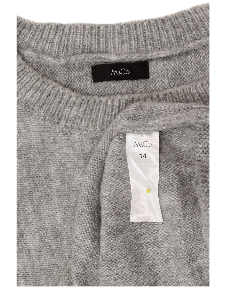 M&Co Womens Batwing Boat Neck Jumper Sweater UK 14 Medium Grey Striped