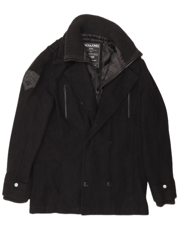 Мужское бушлат Jack & Jones UK 40, большой черный, шерстяной