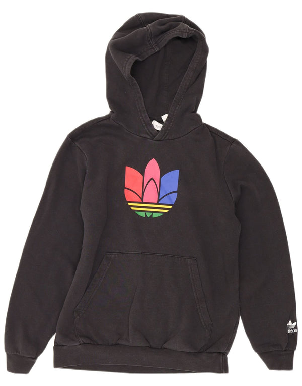 Felpa con cappuccio grafica Adidas da ragazzo 11-12 anni in cotone nero