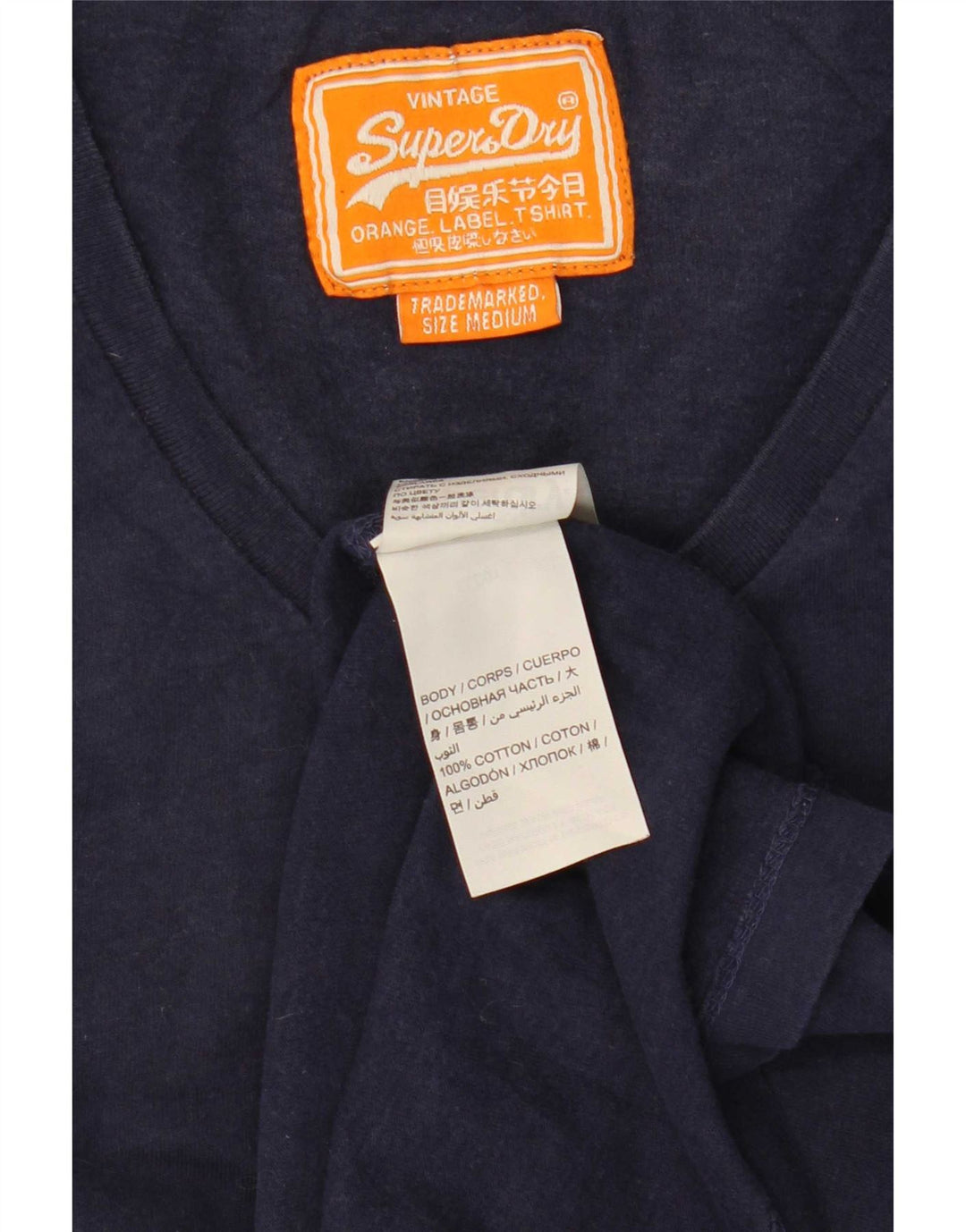 T-shirt da uomo Superdry Top in cotone blu navy medio