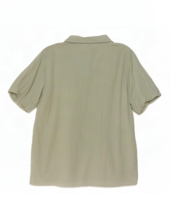 Padovanelle Damen Kurzarm-Hemdbluse IT 50 XL Grün geblümt