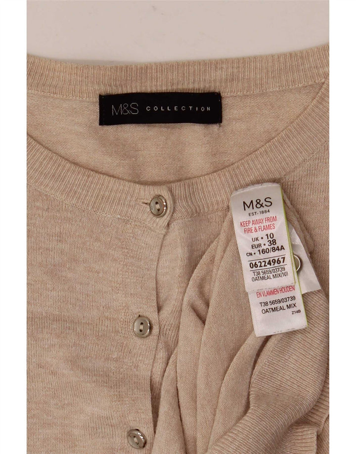 Marks & Spencer Womens Cardigan Sweater UK 10 Small Beige Viscose