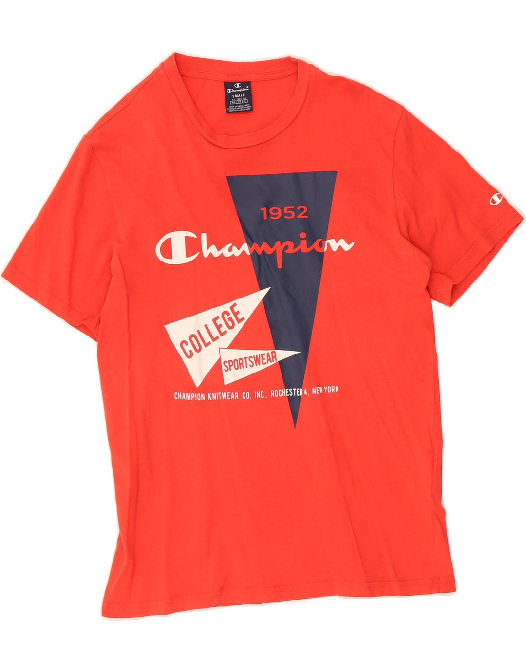 CHAMPION Mens Graphic T-Shirt Top Small Red Cotton Vintage Champion and Second-Hand Champion from Messina Hembry 