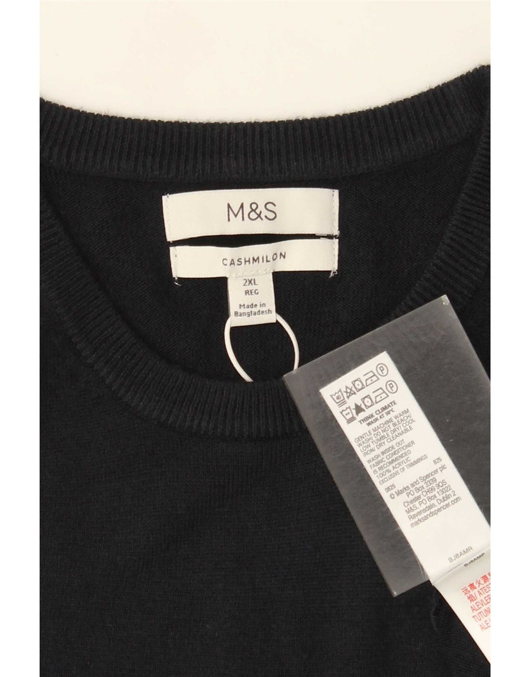 Marks & Spencer Mens Crew Neck Jumper Sweater 2XL Navy Blue Acrylic
