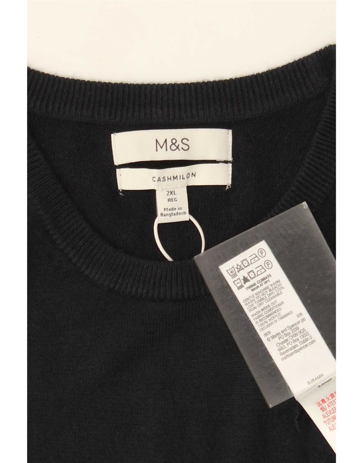 Marks & Spencer Mens Crew Neck Jumper Sweater 2XL Navy Blue Acrylic