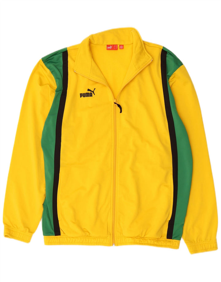 Puma Herren-Trainingsanzugoberjacke aus mittelgelbem Colourblock-Polyester