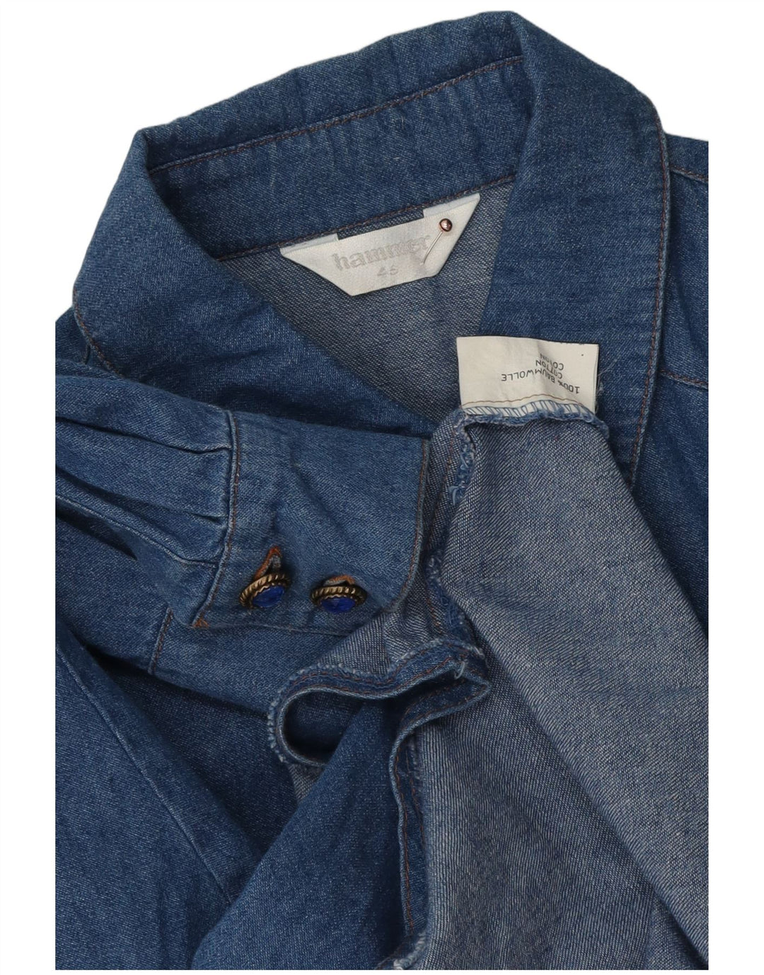 Hammer Womens Oversized Denim Shirt EU 46 XL Blue Cotton