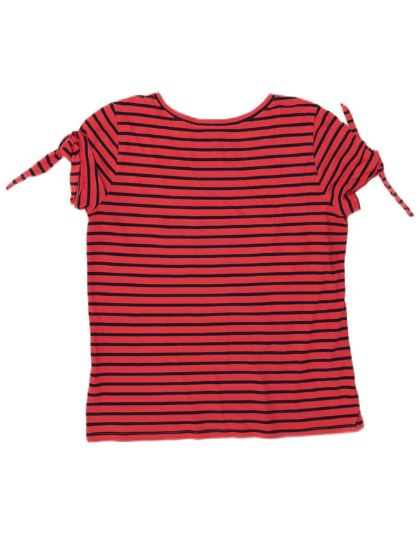 Nautica Dame T-Shirt Top UK 14 Stor rødstribet bomuld