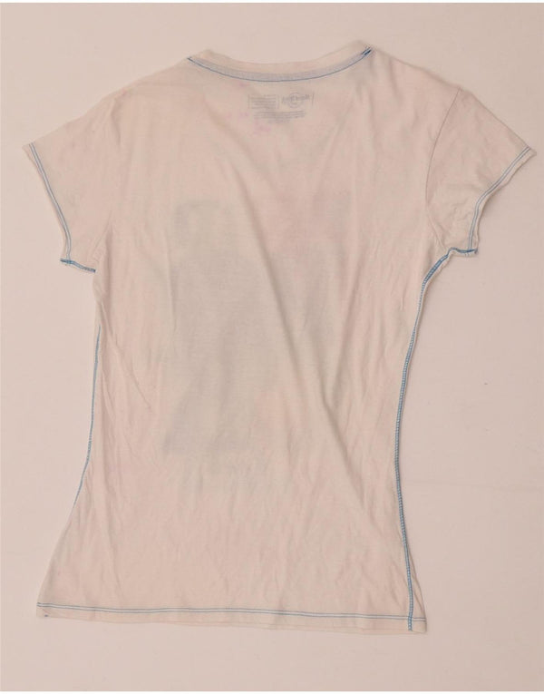Hard Rock Cafe T-shirt graphique Rome pour femme en coton blanc moyen UK 12